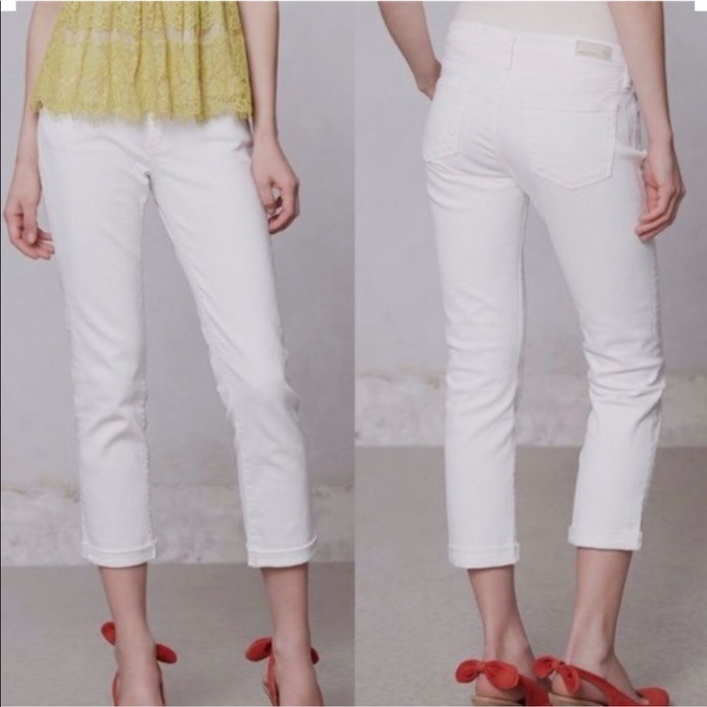 AG Stevie Roll-up slim straight jeans white 28